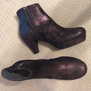 SACHA LONDON Black Metallic Suede Platform Ankle Boots Size 11 New